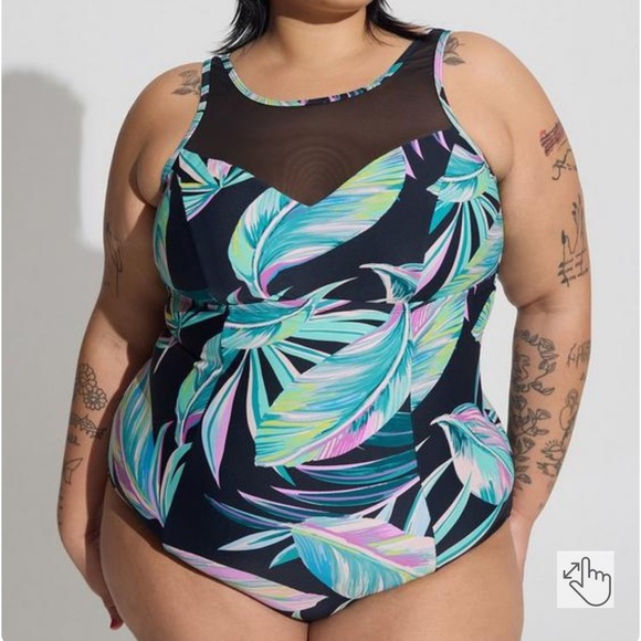 Torrid Wireless Mesh High Neck One Piece Swimsuit 1X - Picture 1 of 6